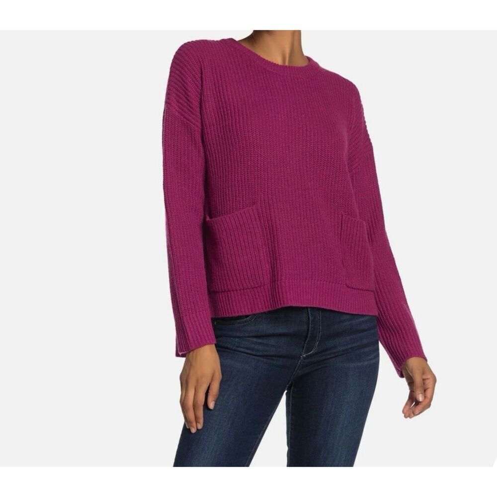 NWT Womens Melloday Two Pocket Knit Knitted Sweater in Berry - Sz S